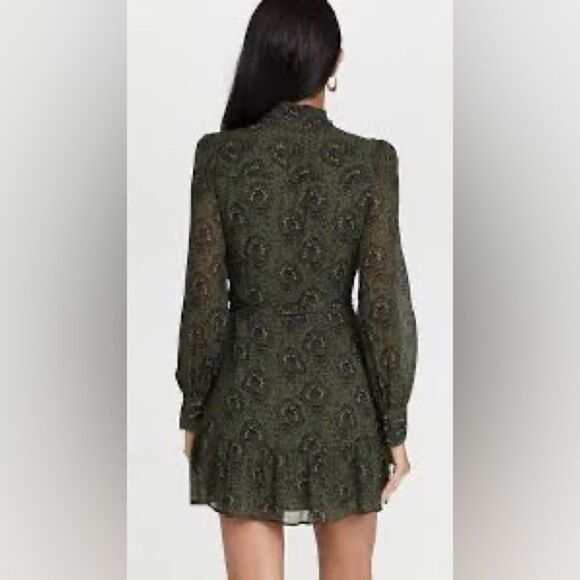 Paige Vittoria Mini Multi Green Dress Long Sleeve Army Size XL - Picture 8 of 17